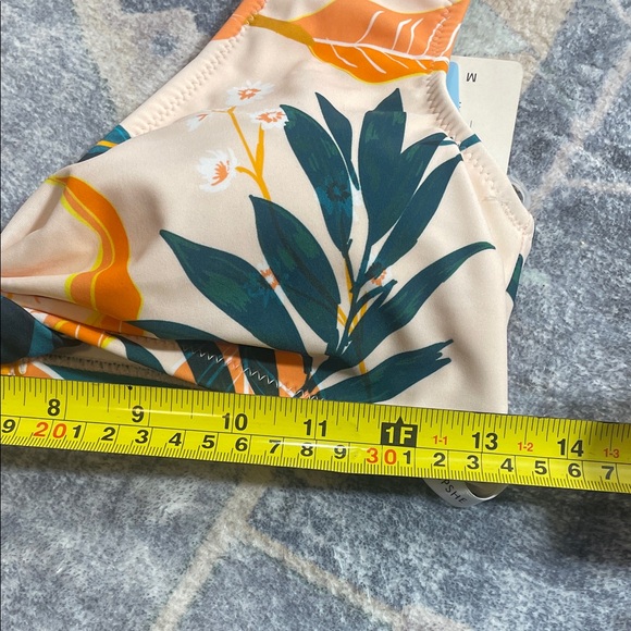 Cupshe Cream Bikini Bottom with Teal & Orange Tropical Print - Picture 6 of 7
